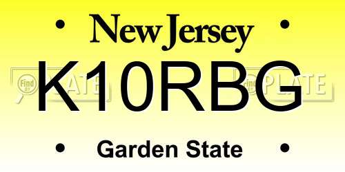 K10RBG New Jersey License Plate