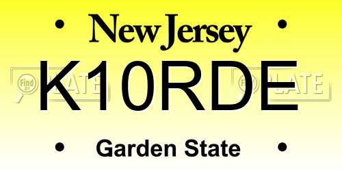 K10RDE New Jersey License Plate