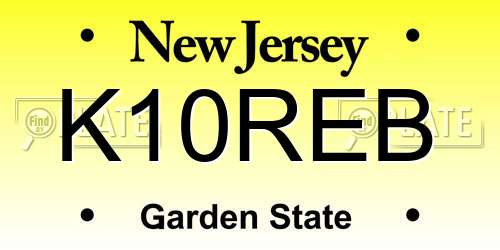 K10REB New Jersey License Plate