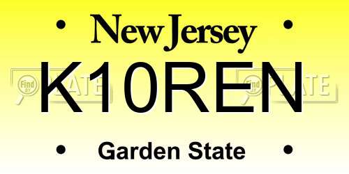K10REN New Jersey License Plate