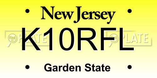 K10RFL New Jersey License Plate