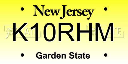 K10RHM New Jersey License Plate