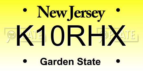 K10RHX New Jersey License Plate