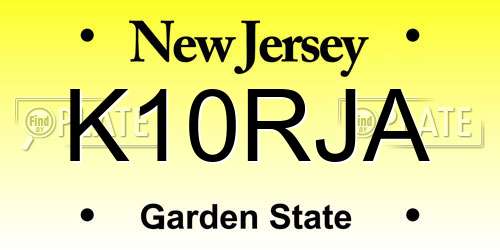 K10RJA New Jersey License Plate