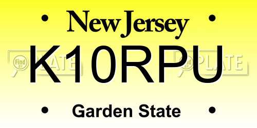 K10RPU New Jersey License Plate