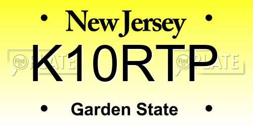 K10RTP New Jersey License Plate