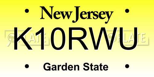 K10RWU New Jersey License Plate