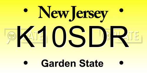 K10SDR New Jersey License Plate