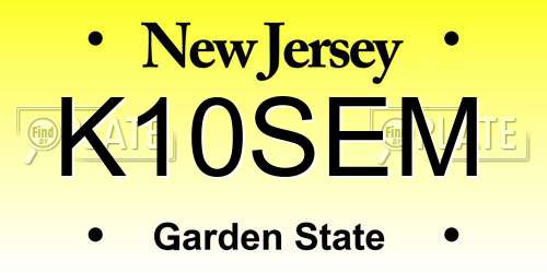 K10SEM New Jersey License Plate