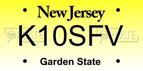 K10SFV New Jersey License Plate