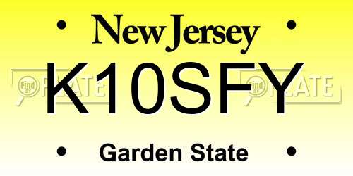 K10SFY New Jersey License Plate