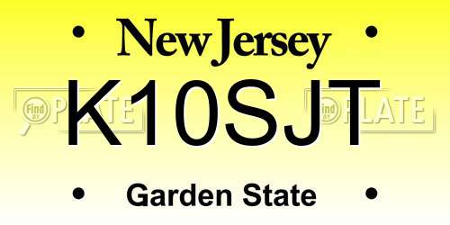 K10SJT New Jersey License Plate