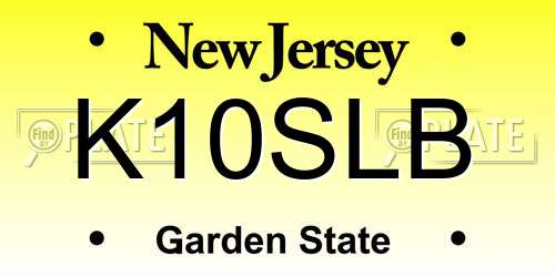 K10SLB New Jersey License Plate