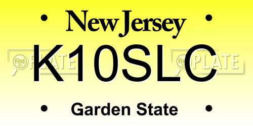 K10SLC New Jersey License Plate