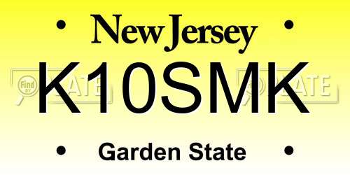 K10SMK New Jersey License Plate