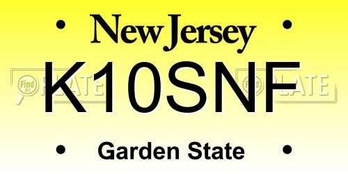 K10SNF New Jersey License Plate