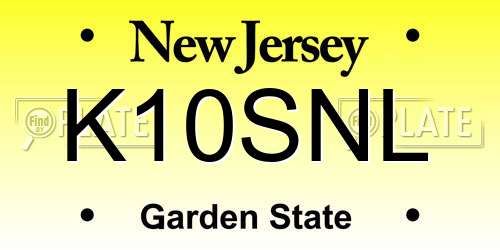K10SNL New Jersey License Plate