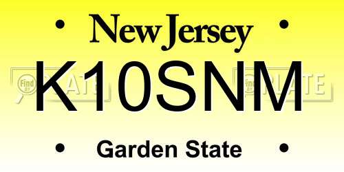 K10SNM New Jersey License Plate