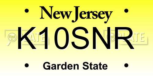 K10SNR New Jersey License Plate