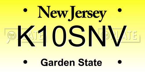 K10SNV New Jersey License Plate