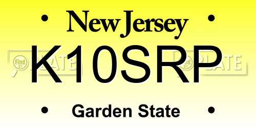 K10SRP New Jersey License Plate