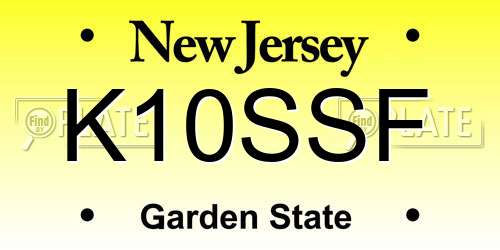 K10SSF New Jersey License Plate