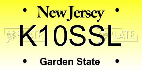 K10SSL New Jersey License Plate