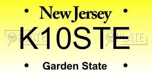 K10STE New Jersey License Plate