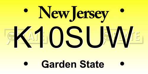 K10SUW New Jersey License Plate