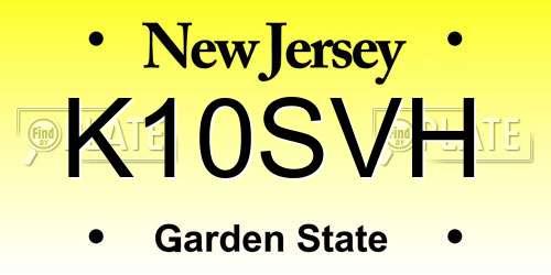 K10SVH New Jersey License Plate