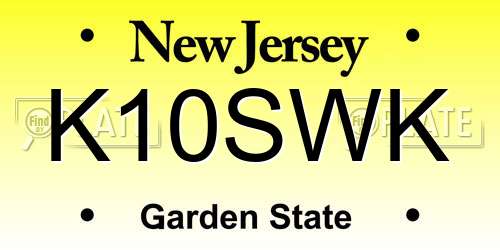 K10SWK New Jersey License Plate