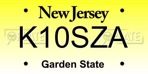 K10SZA New Jersey License Plate