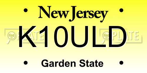 K10ULD New Jersey License Plate