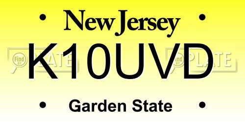 K10UVD New Jersey License Plate