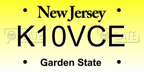 K10VCE New Jersey License Plate