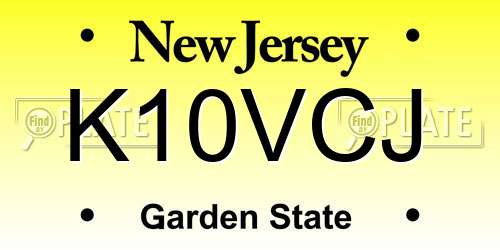K10VCJ New Jersey License Plate