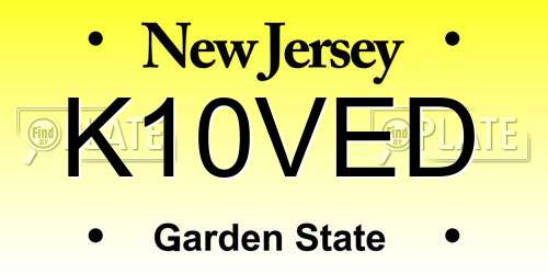 K10VED New Jersey License Plate