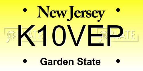 K10VEP New Jersey License Plate