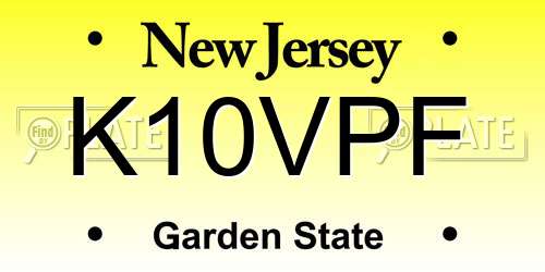 K10VPF New Jersey License Plate