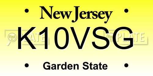 K10VSG New Jersey License Plate
