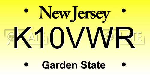 K10VWR New Jersey License Plate