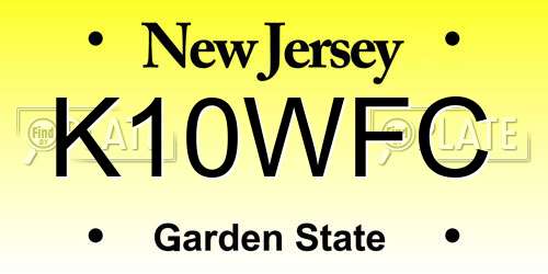 K10WFC New Jersey License Plate