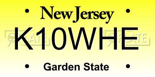 K10WHE New Jersey License Plate