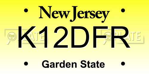 K12DFR New Jersey License Plate