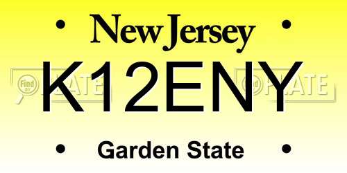 K12ENY New Jersey License Plate