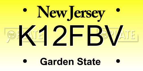 K12FBV New Jersey License Plate