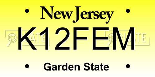 K12FEM New Jersey License Plate