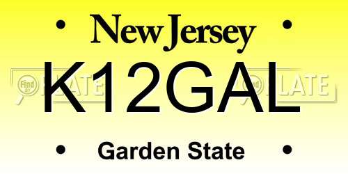 K12GAL New Jersey License Plate