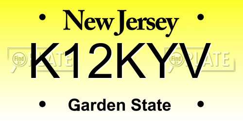 K12KYV New Jersey License Plate