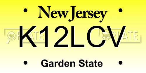 K12LCV New Jersey License Plate